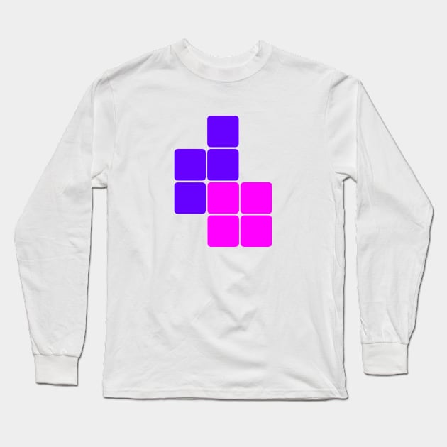 Tetris Pink Purple Long Sleeve T-Shirt by BITLY